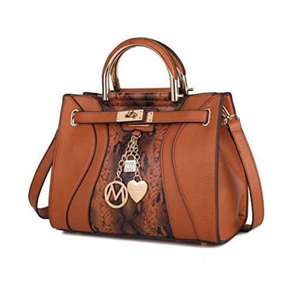 Modern Mona Whipstitching Cow Print Top Handle Concealed...